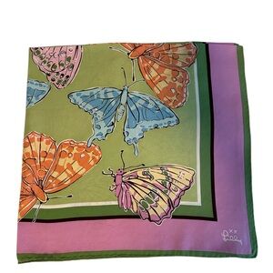 Lilly Pulitzer scarf with a butterfly print.